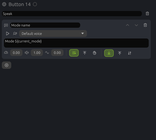 Text to speech saying the mode name